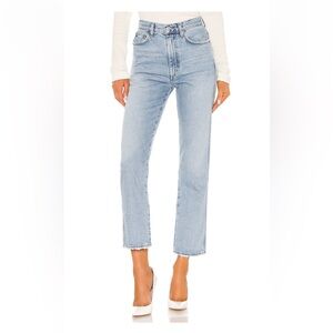 High-Rise Straight Leg Women Jeans in Light Blue